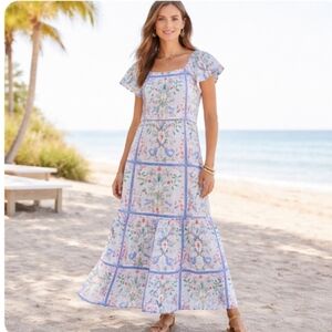 ANN TAYLOR LOFT Mermaid Garden Beach Resort Maxi Dress | XS